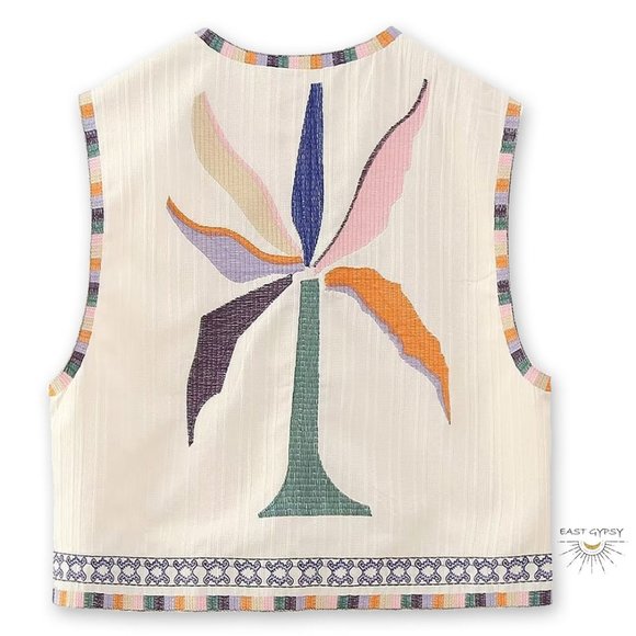 Pearl Dreams Boho Embroidered Vest